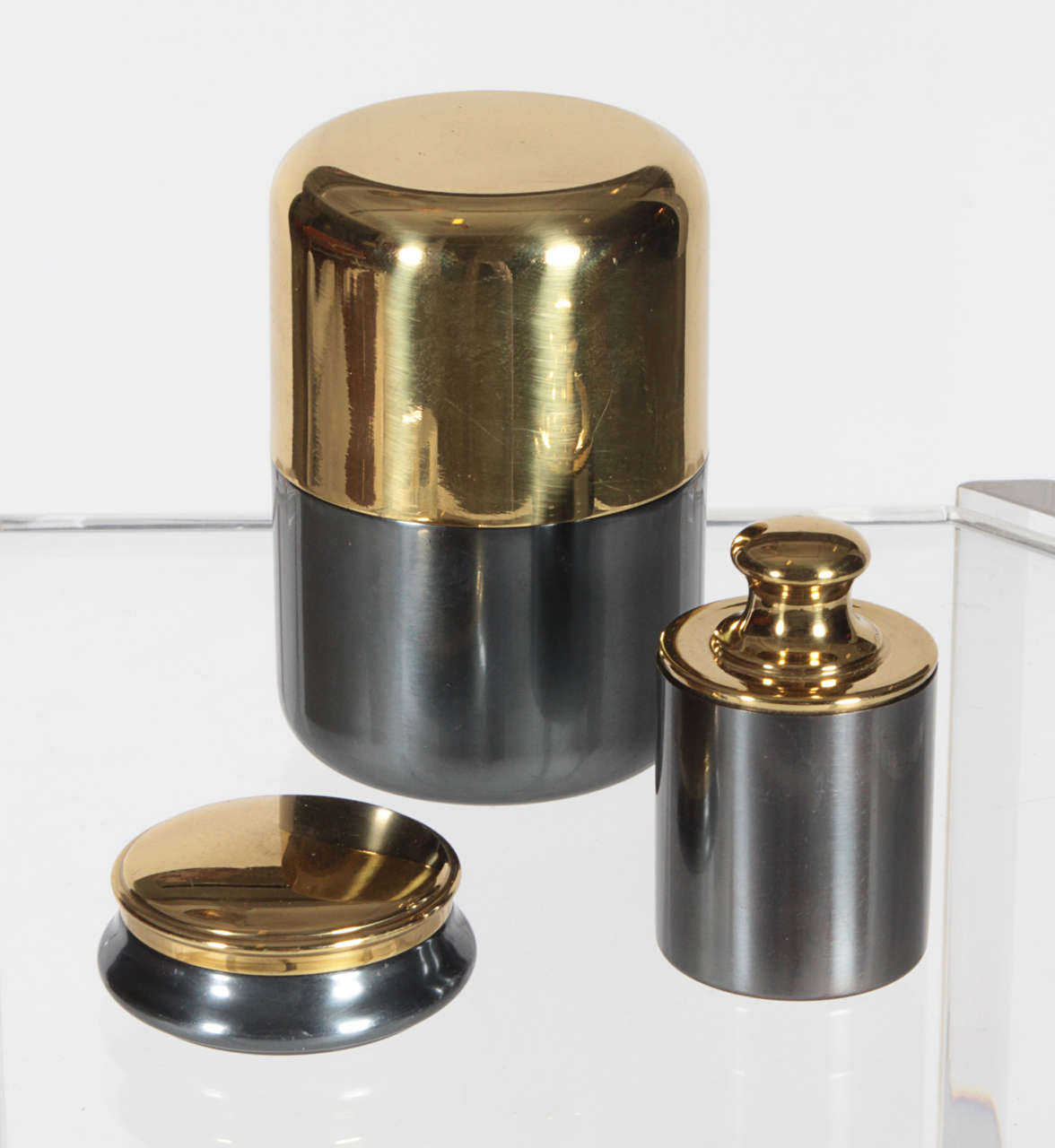 Exceptional Set of 3 Mixed Metal Italian Canisters