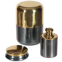 Exceptional Set of 3 Mixed Metal Italian Canisters