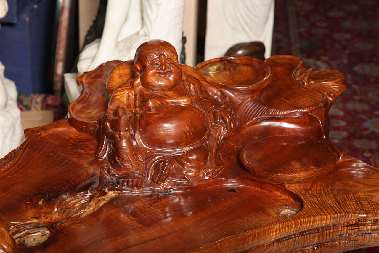 Very Unusual Carved Tree Trunk Chinoiseri Style Coffee Table 1