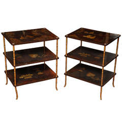 Pair of French Chinoieri lacquered end tables
