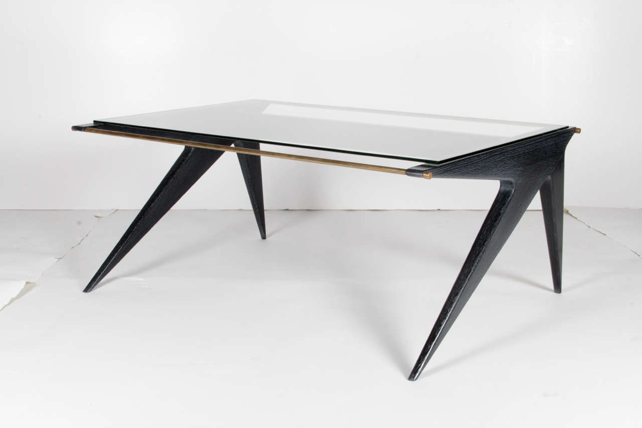 René Gabriel limed oak and glass coffee table.