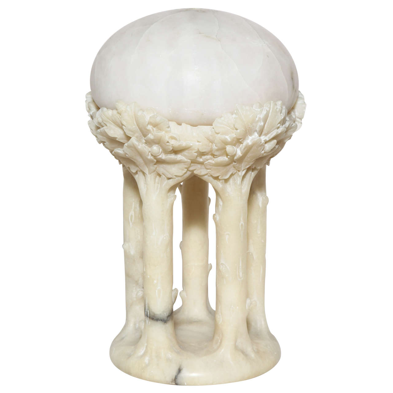 French Art Deco Carved Alabaster Lamp For Sale