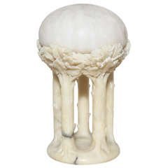 Antique French Art Deco Carved Alabaster Lamp