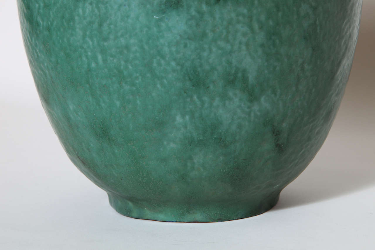 Emile Decoeur French Art Deco Green Stoneware Vase For Sale 1