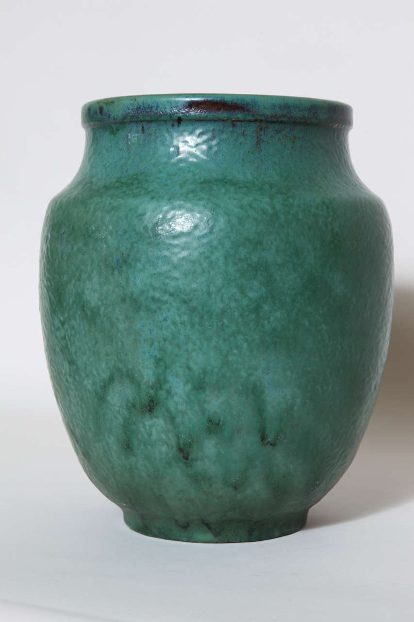 Emile Decoeur French Art Deco Green Stoneware Vase For Sale 2