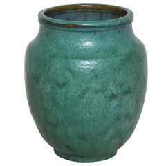 Emile Decoeur French Art Deco Green Stoneware Vase