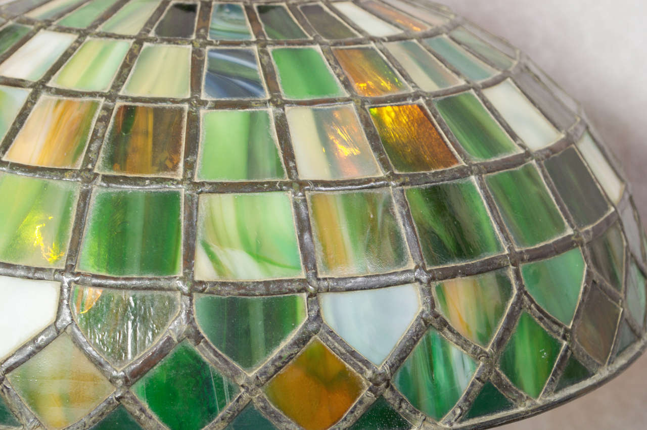 Signed Leaded Glass Table Lamp by the Handel Company In Excellent Condition In Petaluma, CA