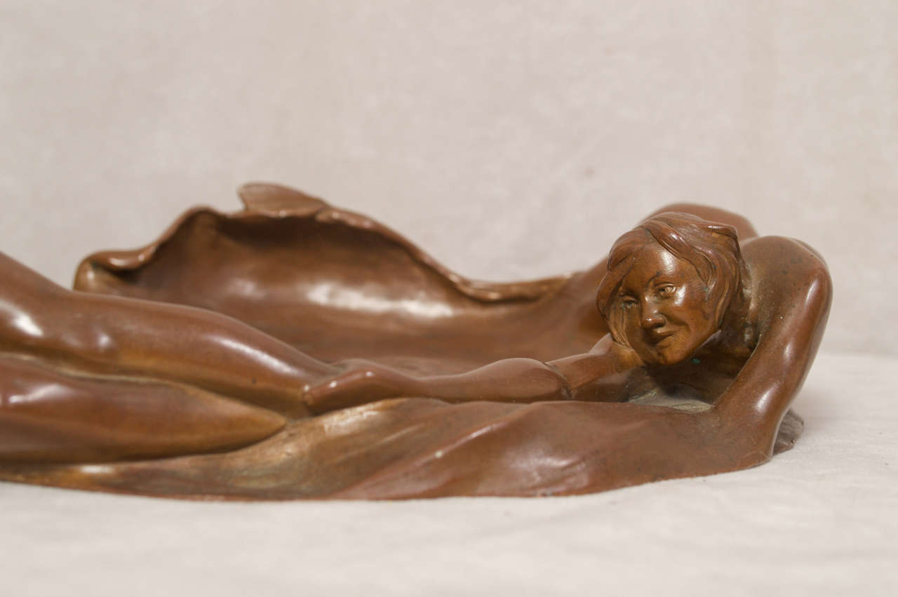 Art Nouveau Bronze Tray with Mermaid 2