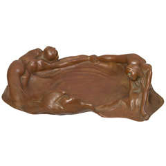 Art Nouveau Bronze Tray with Mermaid