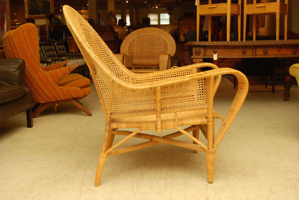 Mid-20th Century Pair of Wicker Lounge Chairs by Kai Fisker