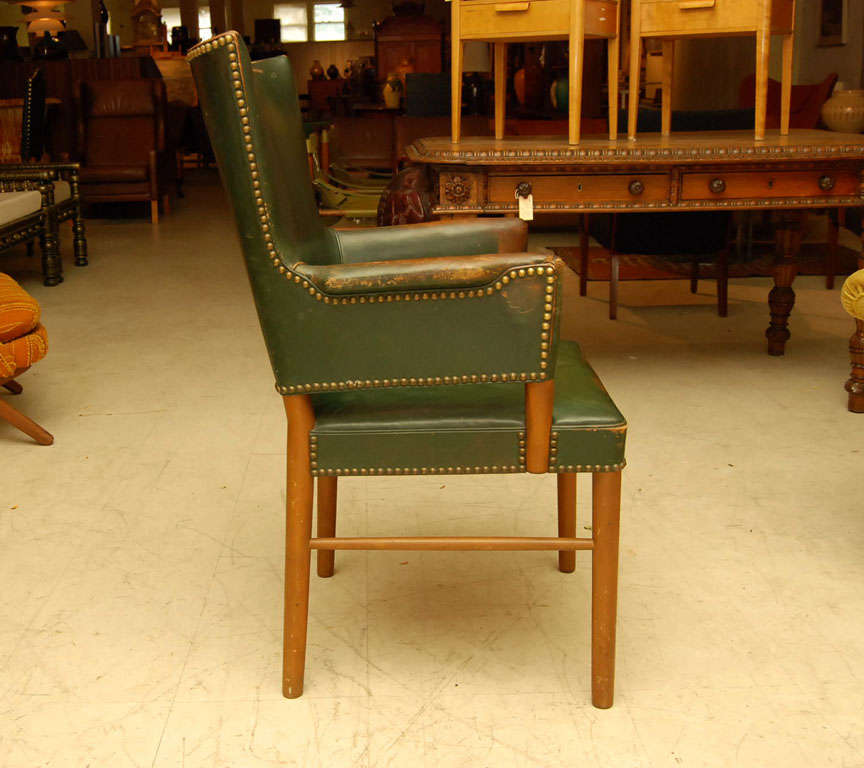 Dark Green Leather Armchair at 1stdibs
