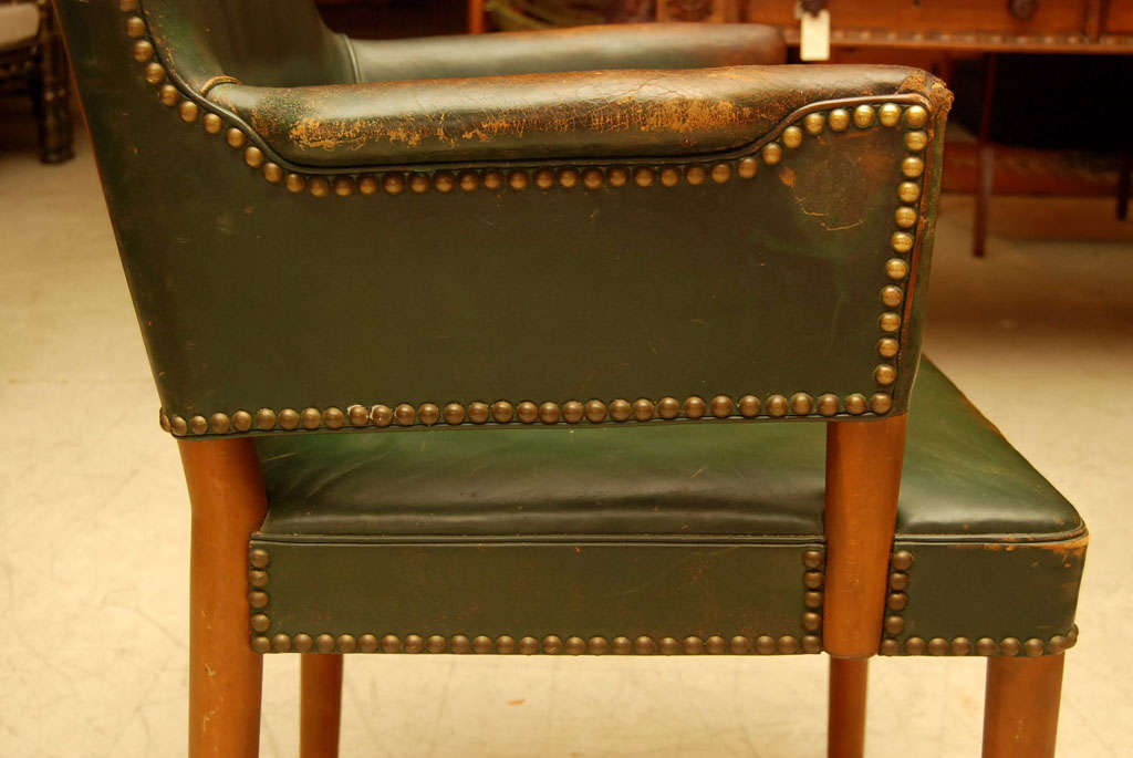 Dark Green Leather Armchair at 1stdibs