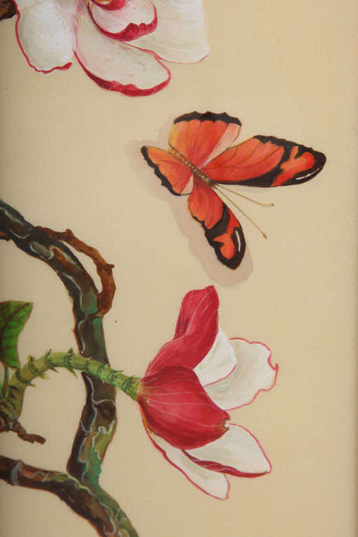 Study of Two Magnolias and a Butterfly by Anna Chiara Branca In Excellent Condition In Palm Beach, FL