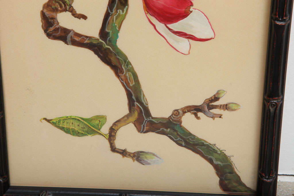 Contemporary Study of Two Magnolias and a Butterfly by Anna Chiara Branca