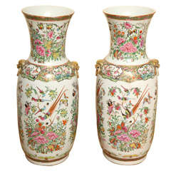 A Pair of Chinese Rose Medallion Large Scale Vases