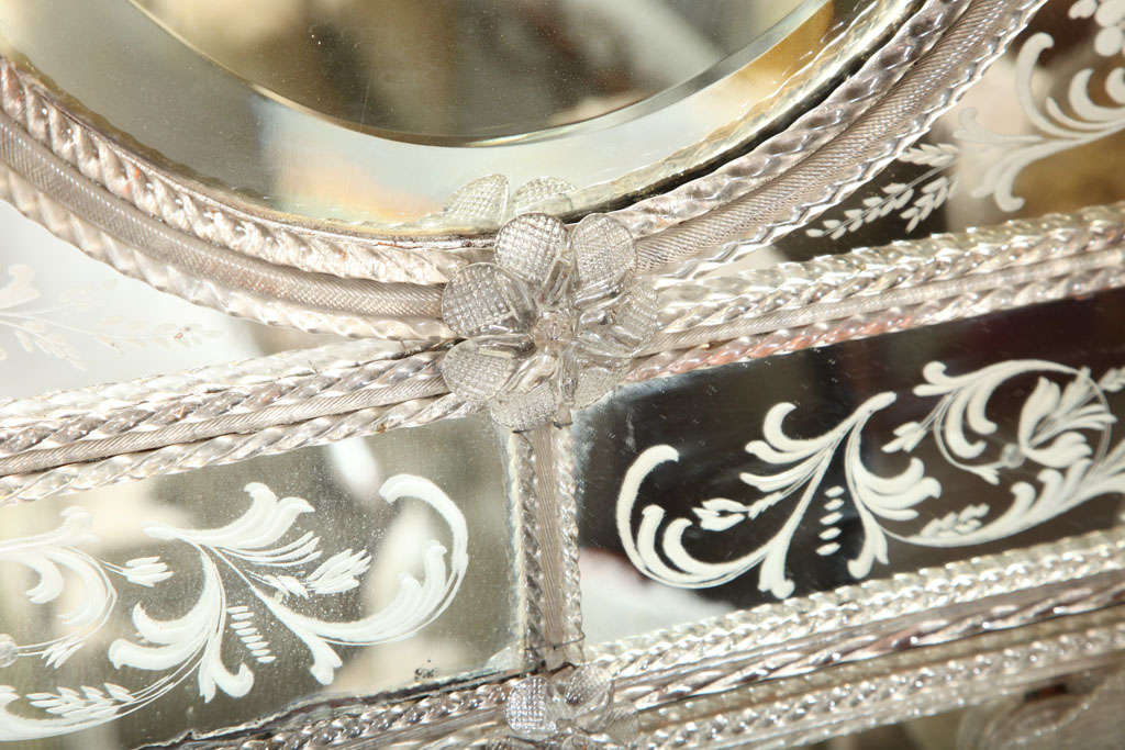 Murano Glass An Italian Venetian Glass Mirror with Murano Rosettes