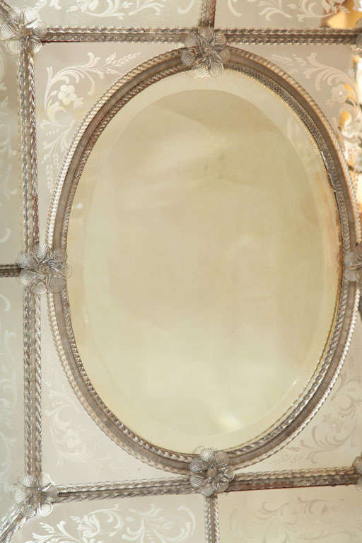 An Italian Venetian Glass Mirror with Murano Rosettes 4