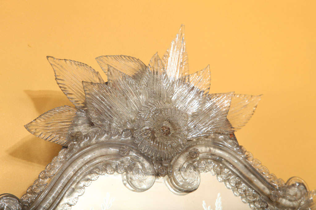 An Italian Glass Mirror with Murano Rosettes at 1stDibs