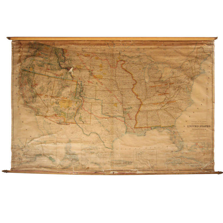 Antique 1910 United States Territories