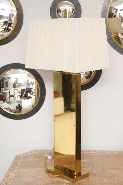 Stunning Pair of Polished Brass Italian Murano Lamps 7