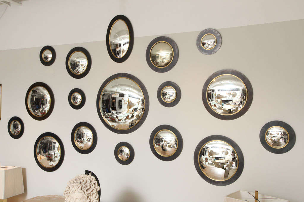 French Mammoth Grouping of Vintage Convex Mirrors - 17 Total