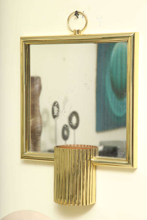 Wonderful small wall mirror of brass Ca. 1960's