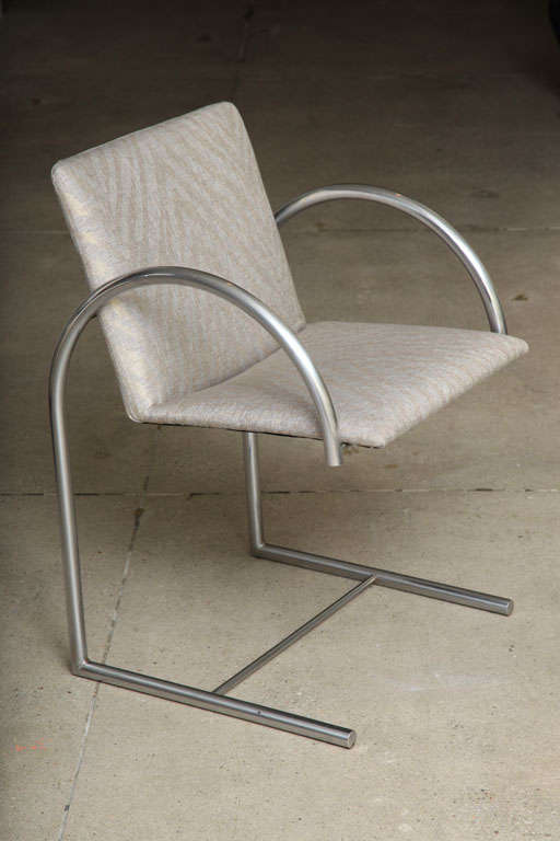 Four Chairs, Ca. 1930's Tubular Steel in Satin Chrome Finish