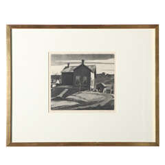 "Ed Luckeys Farm" Aquatint Etching by George Jo Mess
