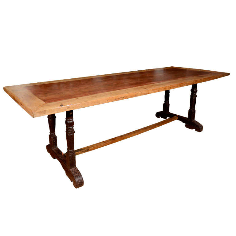 Ironwood Framed Mahogany Dining Table w/ Rosewood Legs For Sale
