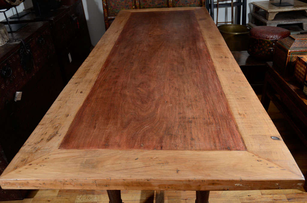 Ironwood Framed Mahogany Dining Table w/ Rosewood Legs For Sale 1