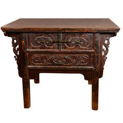 Antique Elmwood Country Console w/ Drawers