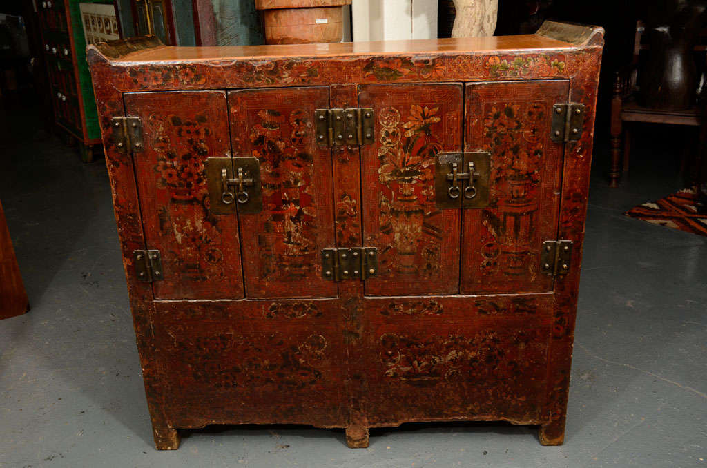 Painted Console Cabinet w/ Bamboo Top