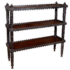 19th Century Anglo-Indian Carved Rosewood Etagere/Book Shelf
