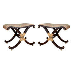 A Fine Pair of Regency Simulated Rosewood and Parcel-Gilt Stools