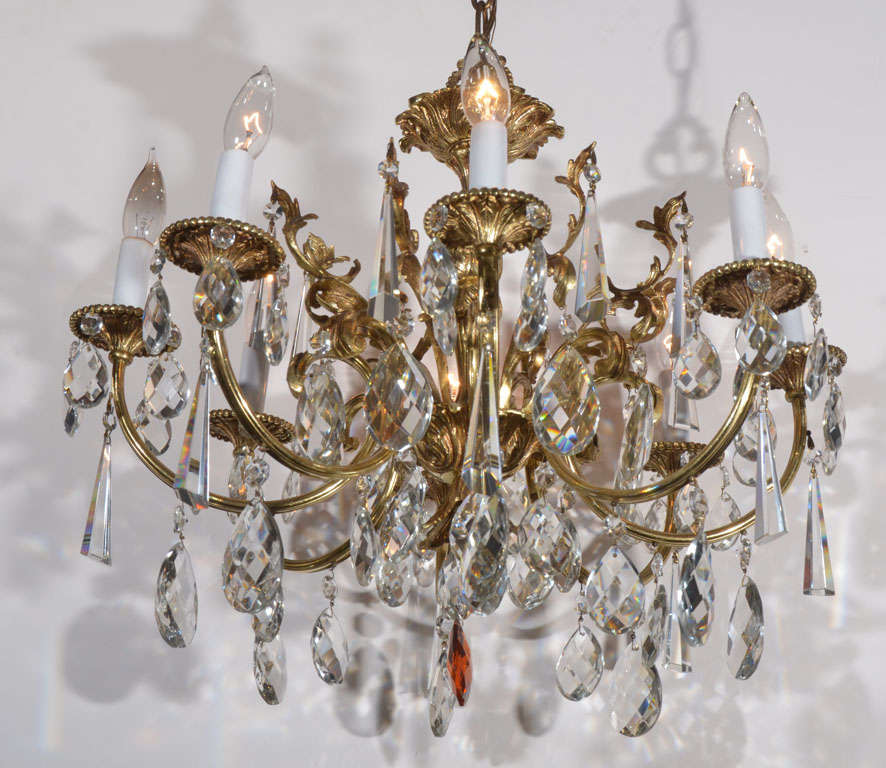 Brass and Crystal Chandelier