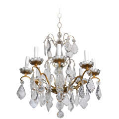 Vintage French Style Brass and Crystal Chandelier