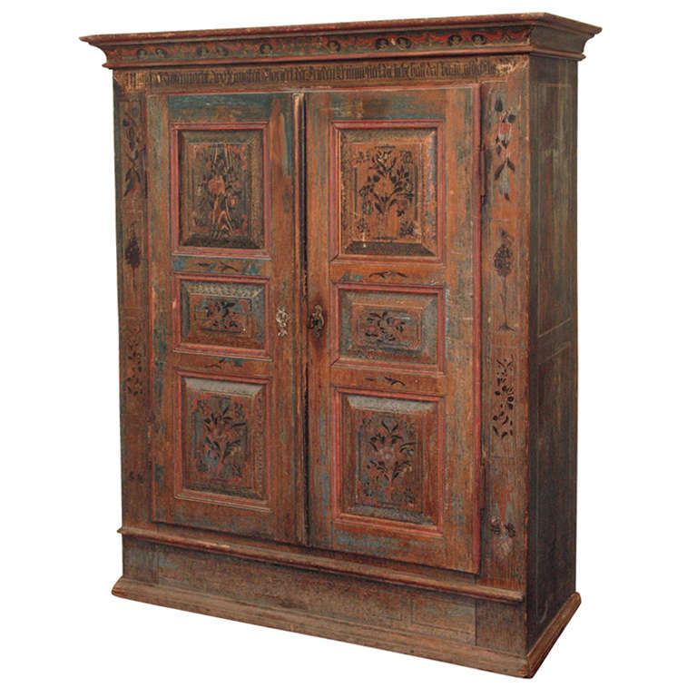 A Painted European Armoire For Sale