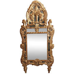 Antique Provencal Mirror with Tall Pierced Cartouche