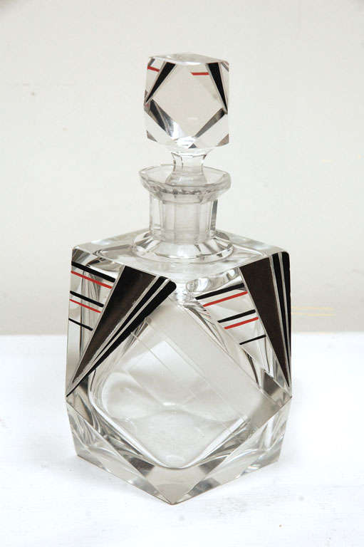 Cut Glass Czech Art Deco Period Perfume Bottle