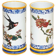 Pair Antique Gien Vases