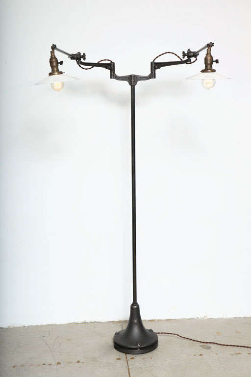 Adj.Double Arm Floor Lamp/Light, Vintage Industrial, Original