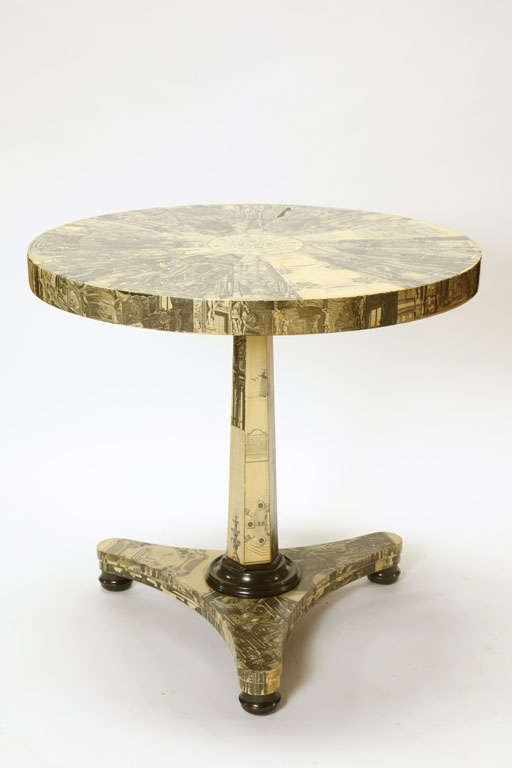 Fornasetti Round Decoupage Table at 1stdibs