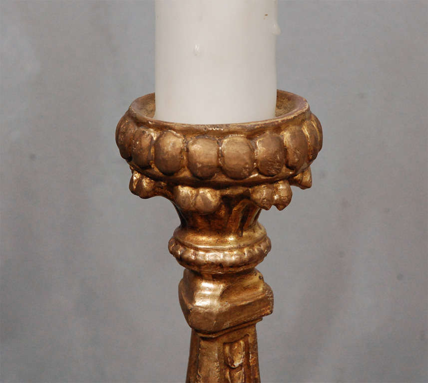 Pair of Prickets as Table Lamps In Good Condition In Culver City, CA