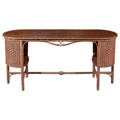 Wicker & Wood Library Table