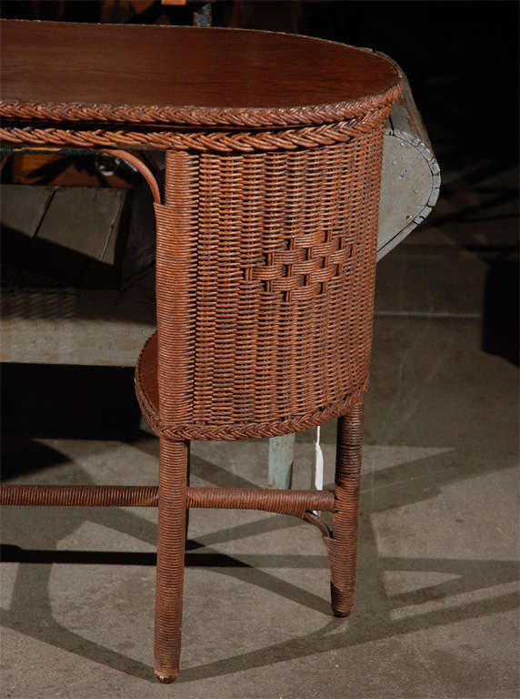 Wicker and Wood Library Table at 1stdibs