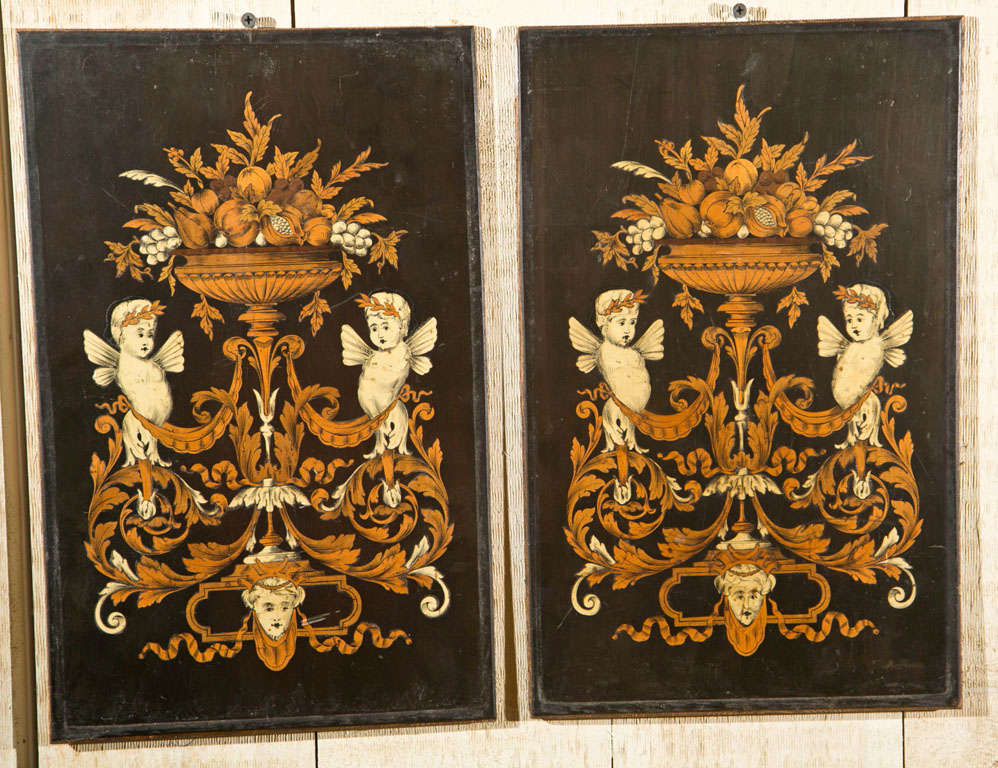 19th Century Pair Inlaid Panels For Sale