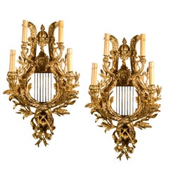 Pair Of Gilt Bronze Four-Light Sconces