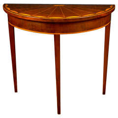 English, Inlaid Mahogany Demilune Table