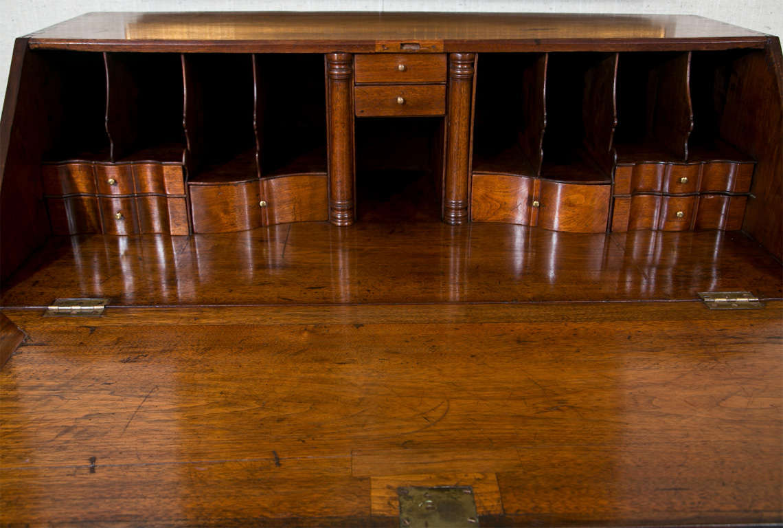 19th Century Walnut Slant Front Bureau/Desk For Sale