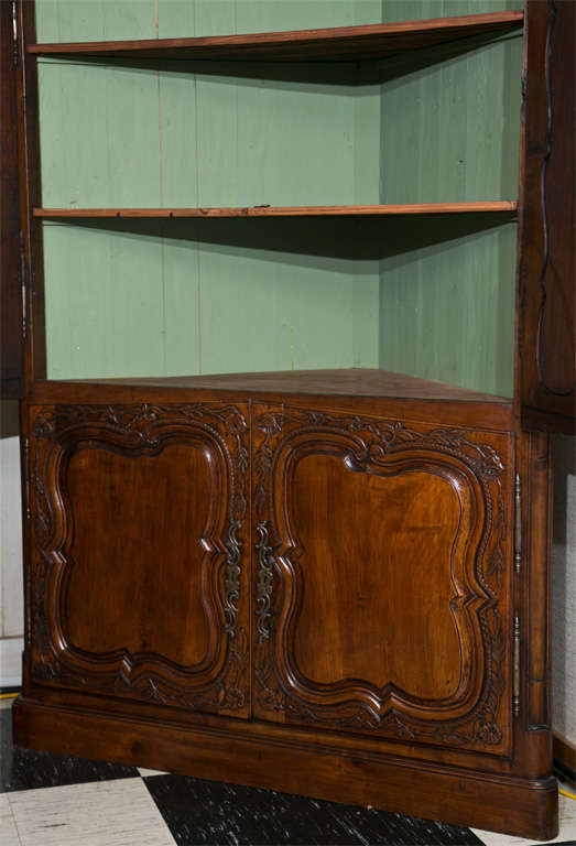 French Cherry Corner Cupboard For Sale 1